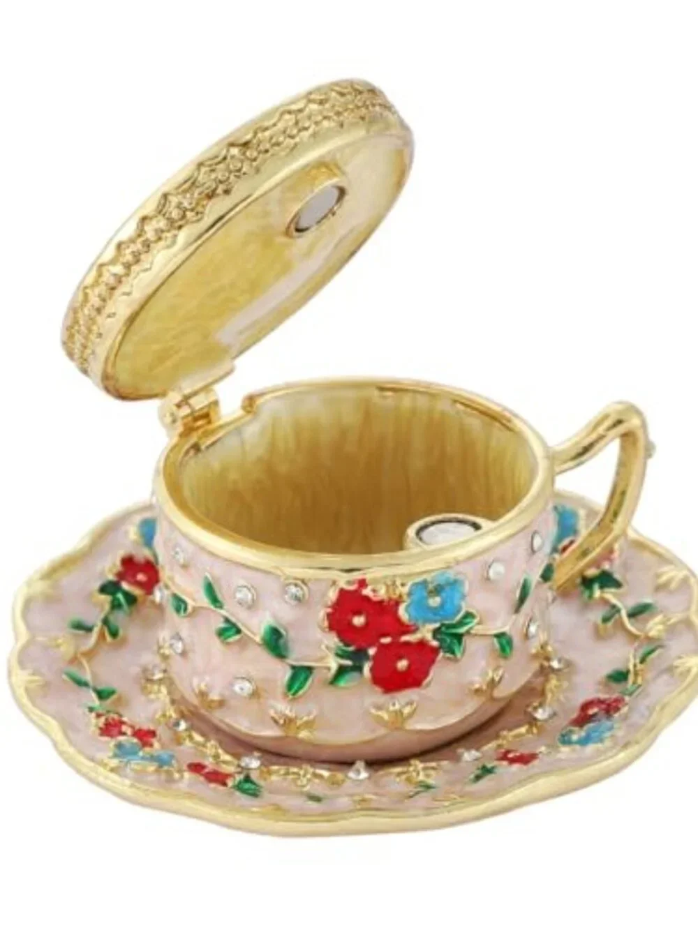 Crystal Coffee Cup Trinket Jewelry Box